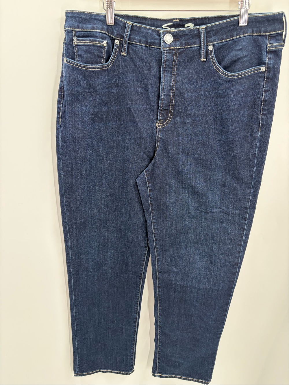 Seven7 High Rise Vintage Straight Jeans Dark Wash Blue Size 18